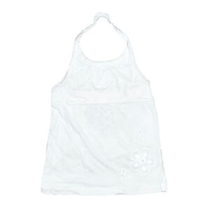 Place White Halter Tank Top with Embroidered Flowers
